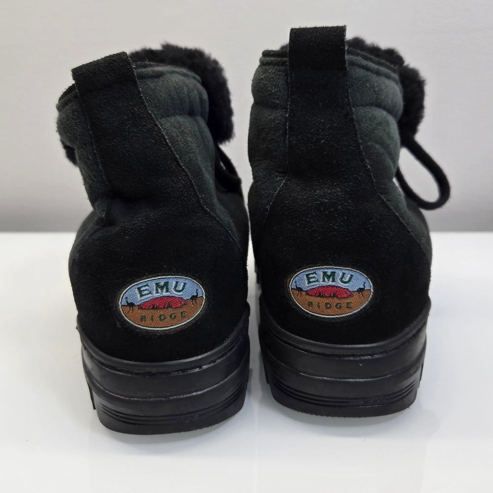 Vintage 90s EMU Ridge Sheepskin Boots Women 10 Black Suede Shearling Hiking Warm - Picture 5 of 9